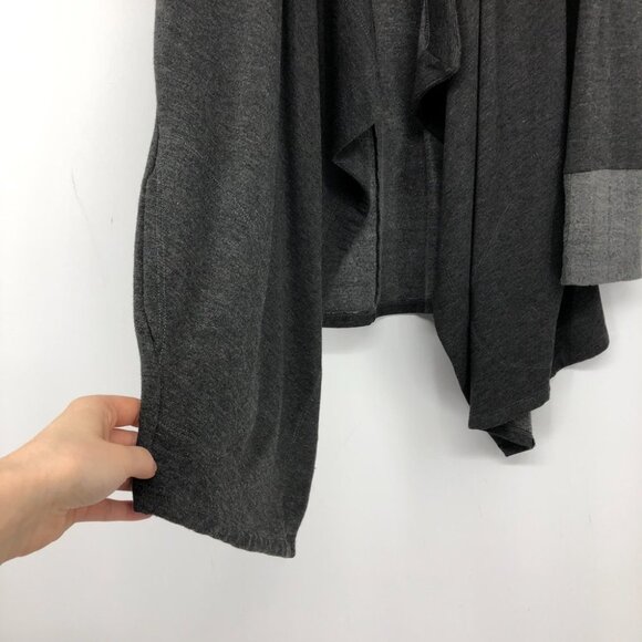 Dolan Drape  front cardigan in cool grey and charcoal pocket waterfall LG - Picture 9 of 16
